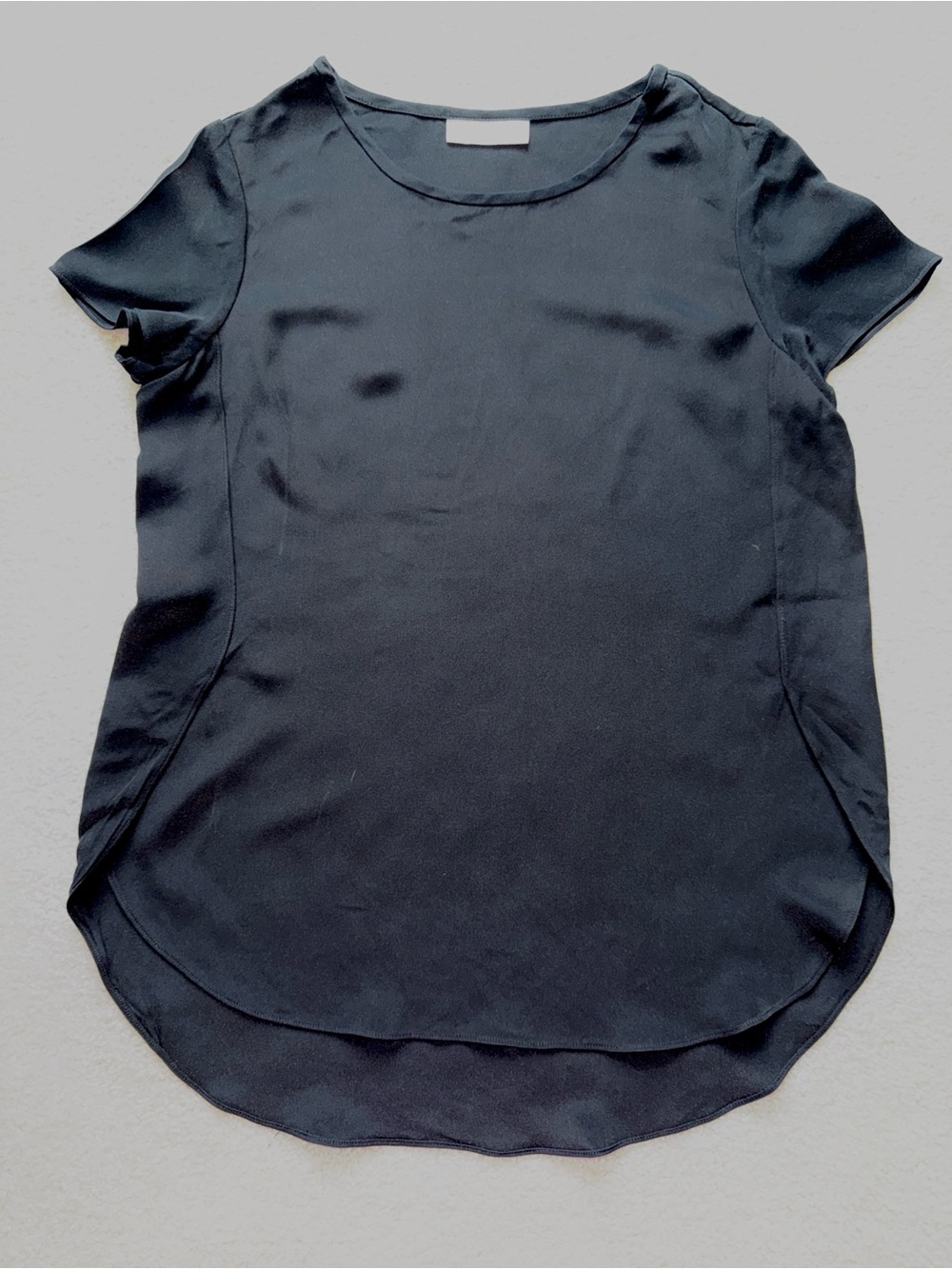 Nordstrom Collection 100% Silk Black Short Sleeve Tunic Top S/M